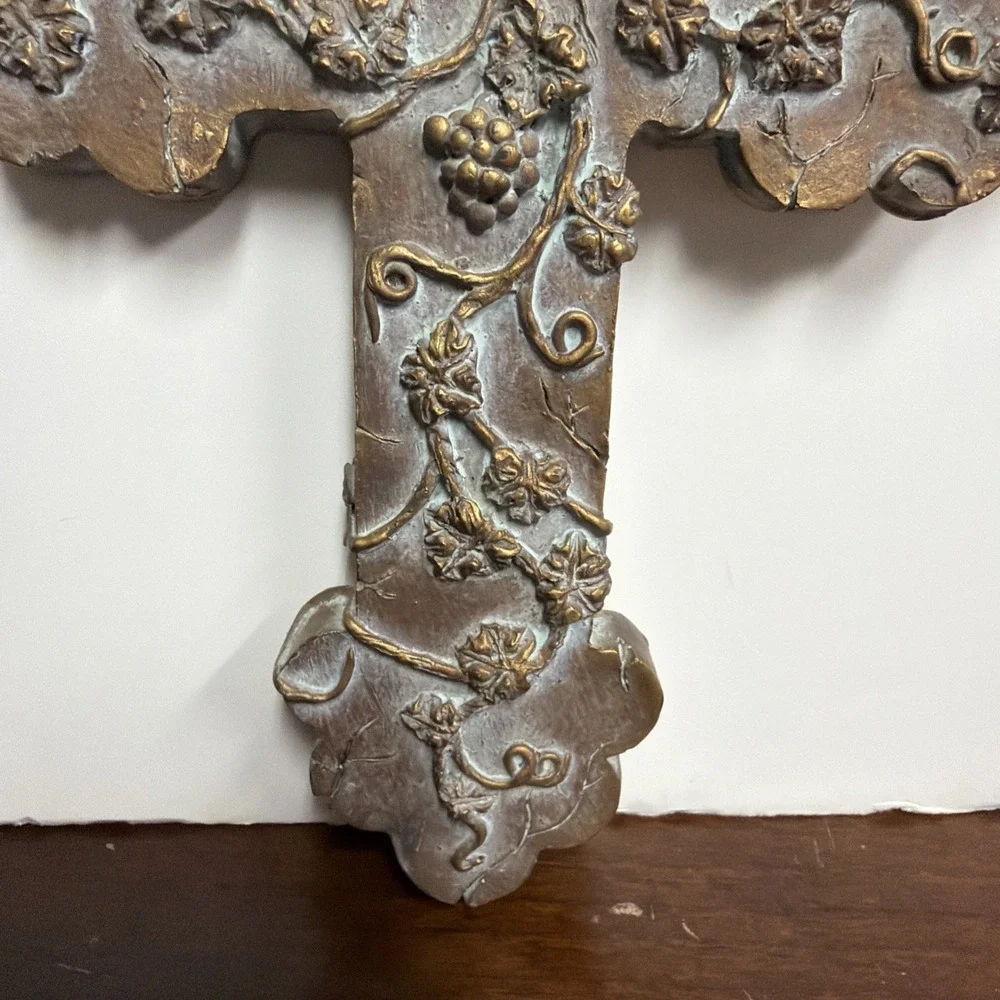 Cross Wall Hanging Grape Design 9 X 6.5